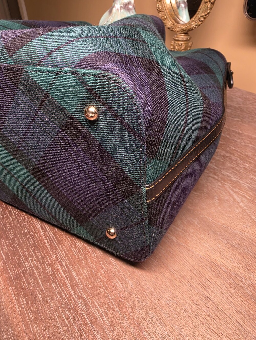 Dooney & Bourke Tartan Large Barlow Navy Plaid Tote w/ Wallet & Dusty(MSRP $645) - Picture 7 of 14